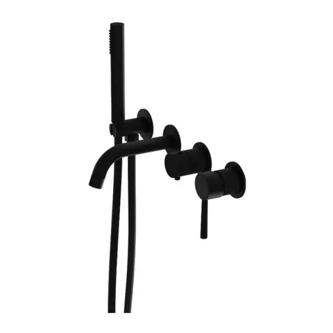 Baterie cada incastrata termostatata, negru mat, 4 iesiri, pipa fixa 15,3 cm, LaVita Verdi