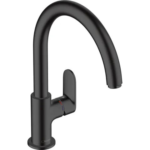 Baterie chiuveta bucatarie neagra, monocomanda, rotunda Hansgrohe Vernis Shape M35 71870670