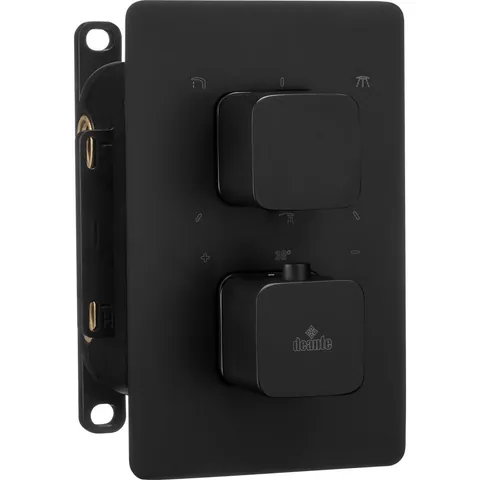 Baterie dus Deante Box Square cu termostat incastrata pentru corp ingropat, negru mat