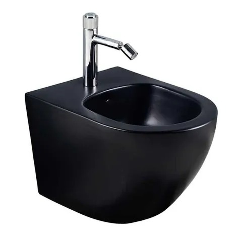 Bideu suspendat cu fixare ascunsa, 36 x 49 cm, negru mat, oval, Fluminia Ricci