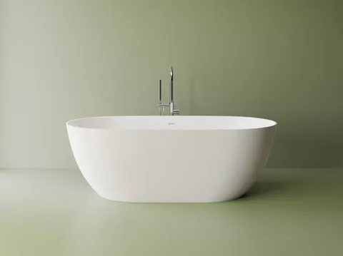 Cada freestanding ovala, compozit alb mat, interior lucios, 180x81.3x60 cm, Foglia Bellevue