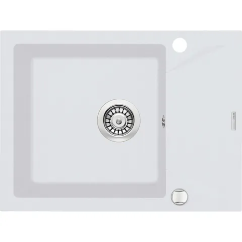 Chiuveta bucatarie compozit cu picurator alb mat 59 cm Deante Evora