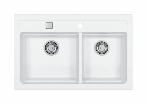 Chiuveta bucatarie compozit doua cuve alba Alveus Atrox 50