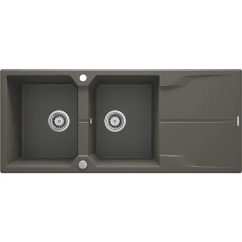 Chiuveta bucatarie compozit doua cuve cu picurator antracit metalic Deante Andante