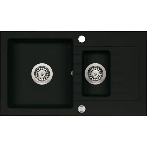 Chiuveta bucatarie compozit doua cuve cu picurator negru mat Deante Zorba