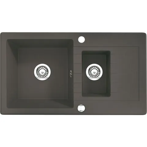 Chiuveta bucatarie compozit doua cuve cu picurator antracit metalic Deante Zorba