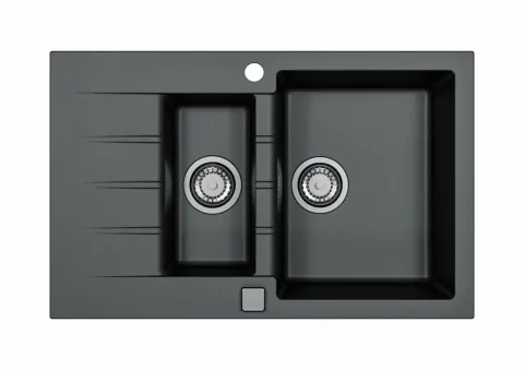 Chiuveta bucatarie compozit doua cuve negru carbon Alveus Cadit 70