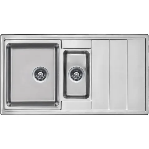 Chiuveta bucatarie doua cuve inox cu picurator crom Deante, Bolero