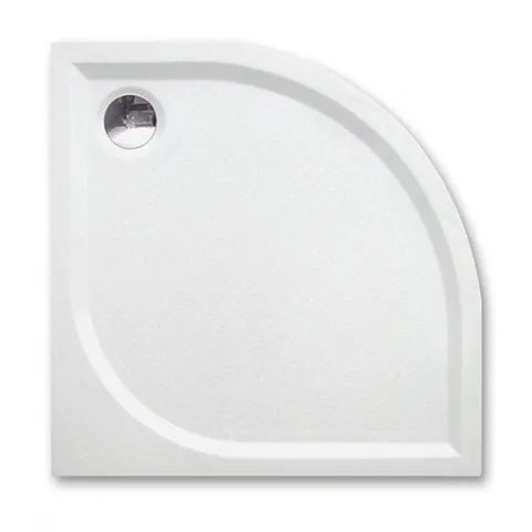 Cadita de dus semirotunda, din marmura, alba, 90x90x3 cm, finisaj anti-alunecare, Roth Dream-M