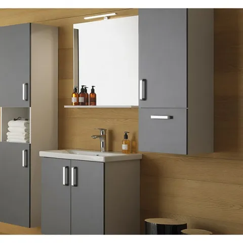 Dulap baie suspendat gri antracit cu o usa si un sertar Kolpasan Evelin