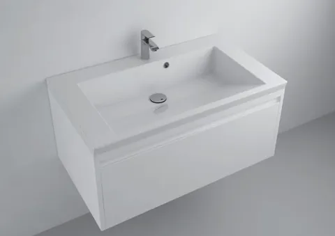 Lavoar incastrat din compozit, 85 x 50 cm, alb lucios, dreptunghiular, Foglia Peggy