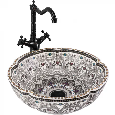 Lavoar pe blat cu design boem, rotund, Rea Asanti