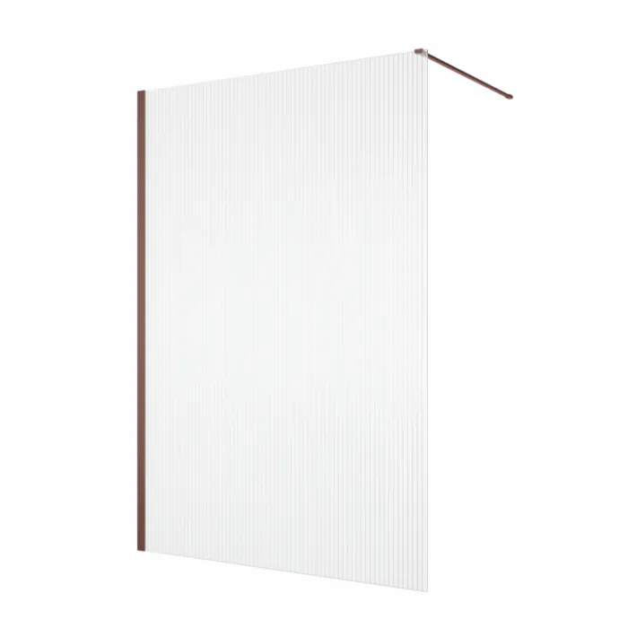 Paravan dus cu sticla riflata walk-in 140x200 cm, bordeaux metal, sticla 8 mm, Ronal Lina