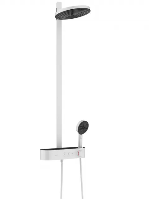 Coloana dus alb mat, baterie control temperatura si 3 jeturi, palarie 26 cm, Form Relax