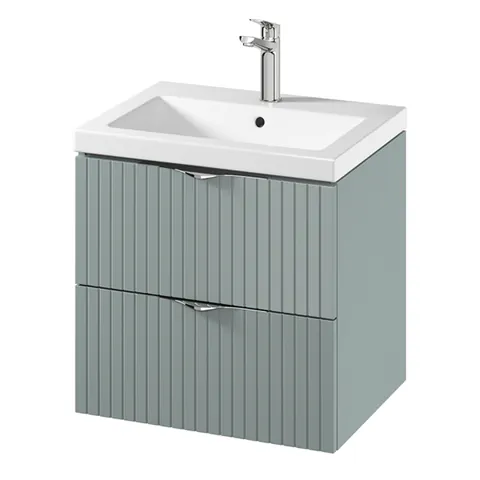 Set dulap baie suspendat 2 sertare lavoar inclus, 60 cm, culoare fiord mat, MDF, Cersanit Tirso