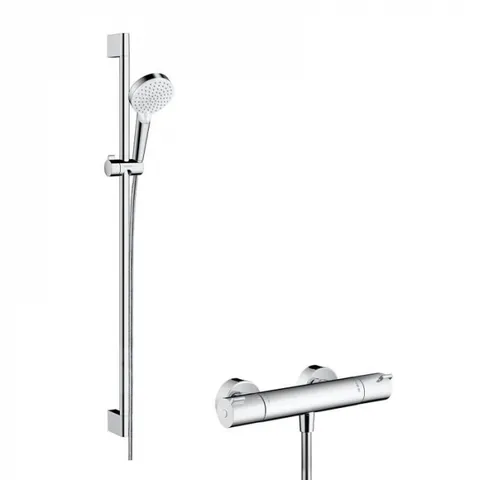 Set dus cu bara 95 cm si baterie dus inclusa crom Hansgrohe, Crometta
