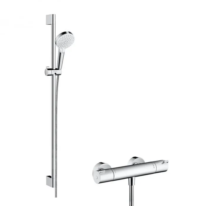 Set dus cu bara 95 cm si baterie dus inclusa crom Hansgrohe, Crometta