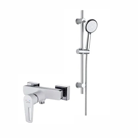 Set dus cu bara, furtun si para dus cu 6 functii Deante Boro si baterie cada alb crom lucios, Cersanit Mille