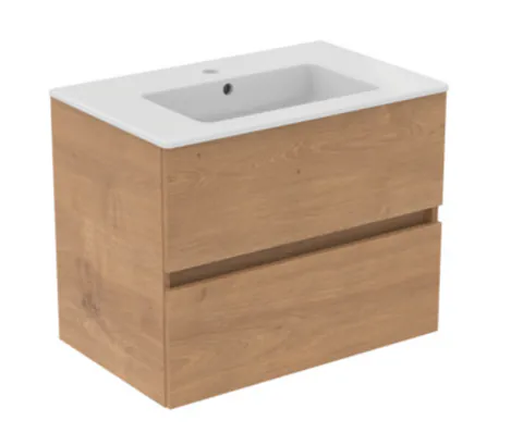 Set dulap de baie suspendat cu lavoar, 71 cm, stejar, din mdf, Ideal Standard Eurovit