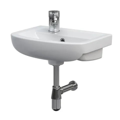 Set lavoar baie suspendat 40 cm Cersanit, baterie lavoar inclus cu ventil Ferro