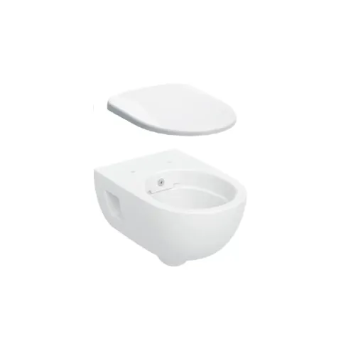 Set vas wc suspendat rimfree cu functie de bideu si capac inclus, alb lucios, Geberit Selnova