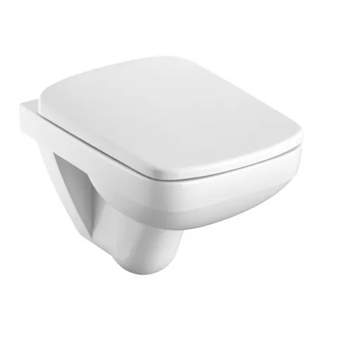 Set vas wc suspendat rimless, dreptunghiular, cu capac soft close, alb, Geberit Selnova Compact