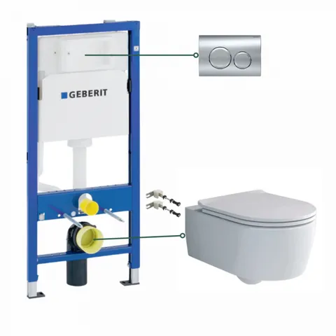 Set vas wc suspendat rimless cu capac soft close, Villeroy Boch Soul, rezervor incastrat si clapeta Geberit