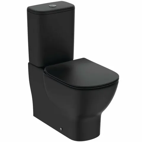 Set complet vas wc stativ negru mat cu rezervor si capac slim soft close, Ideal Standard Tesi Aquablade