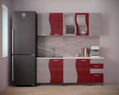 Bucatarie CIP S MDF Rosu Metalizat 2 m