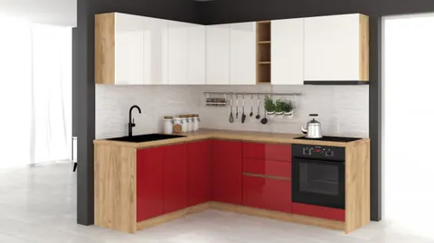 Bucatarie Chelsea Colt MDF V1 Alb Rosu