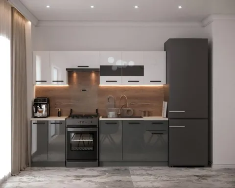 Bucatarie Daria Alb Antracit 240x60x200 cm