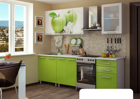 Bucatarie Famp Mar alb Verde 180x60x200 cm