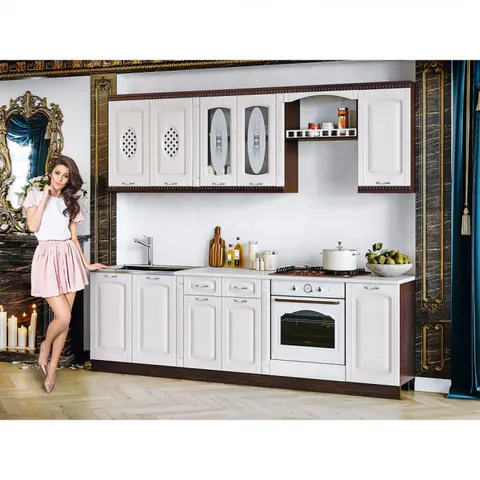 Bucatarie Katiusa RO MDF Wenge Alb 2,6 m