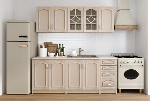 Bucatarie Olea Mebel MDF Mesteacan 2 m cu blat intreg