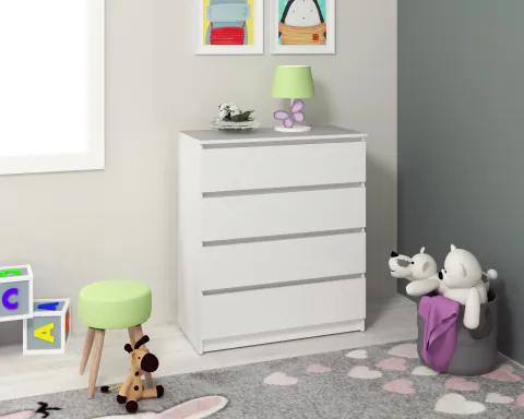 Comoda MP5 4 Sertare Alb 90x44x103 cm