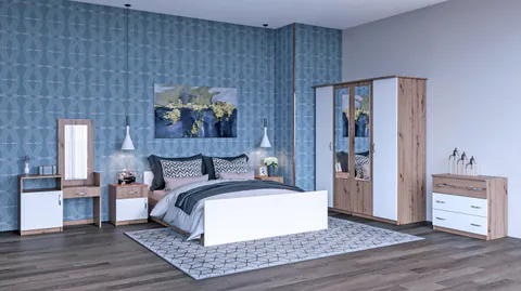 Dormitor Kim Nova RO Stejar Wotan cu Alb