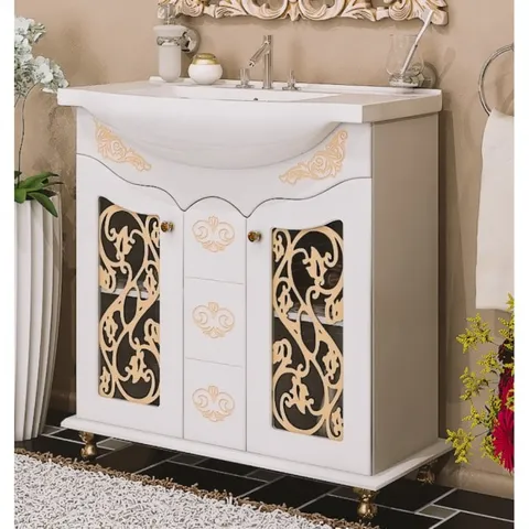 Masca baie cu lavoar Pearl Aur 85x90x51 cm