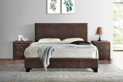 Pat Tapitat Kring Suport Saltea Inclus culoare Maro 160x200 cm