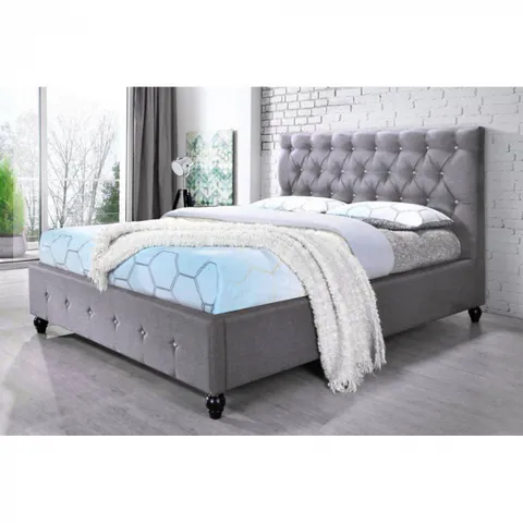 Pat tapitat Miami suport saltea inclus Gri 160x200 cm