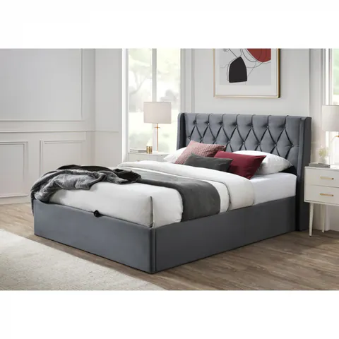 Pat tapitat Prestige 1 cu spatiu de depozitare Gri 180x200 cm