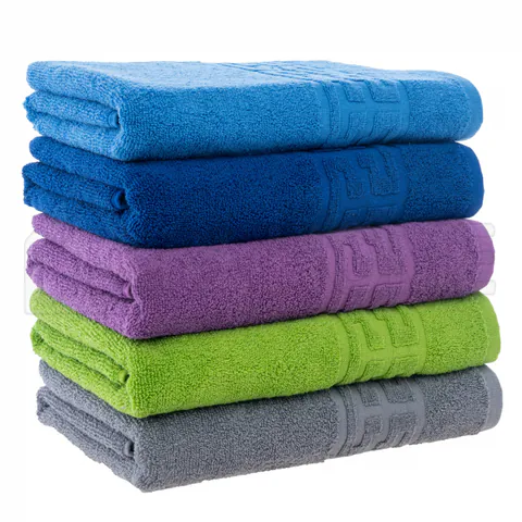 Set 5 Prosoape Baie, Bumbac 100% - Bleu Albastru Mov Verde Gri