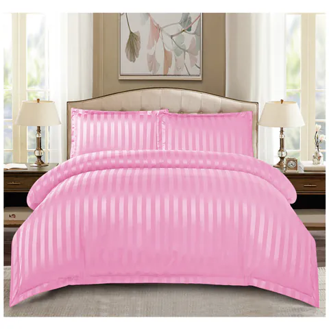 Set Lenjerie Pat Dublu, 4 Piese, Bumbac Damasc Finetat, cu Elastic