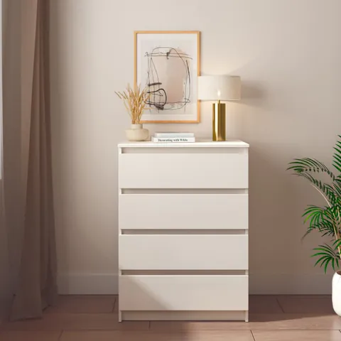 Comoda Aria 4 sertare Alb 70x40x96 cm