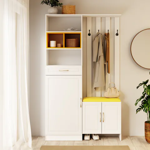 Cuier ELITE Alb Galben 120x30x200 cm