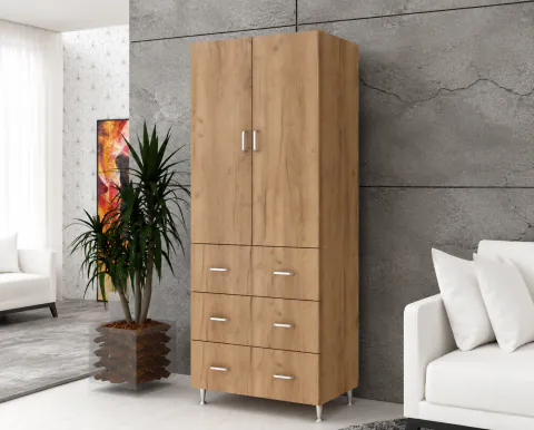 Dulap 2Usi 3Sertare Stejar K003 70x35x180 cm