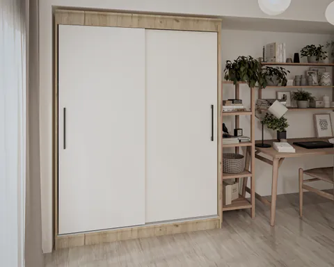 Dulap UC MP1, 150x60x200 cm, Stejar K002 Alb