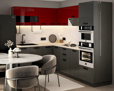 Bucatarie Daria colt V1 Rosu Antracit