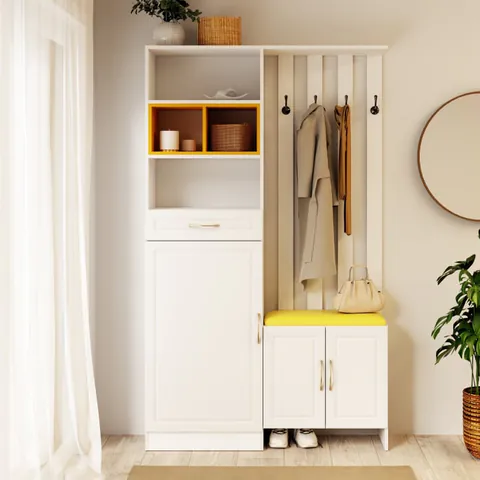 Cuier Elite Alb Galben 120x30x200 cm