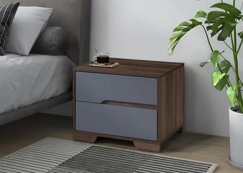 Noptiera Nora cu 2 sertare culoare Gri Nuc 60x45x47 cm