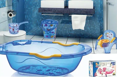 Set baita copii, Baby Homs, cadoul ideal pentru botez, albastru, PVC